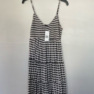 Angie Black and White Gingham Midi Dress